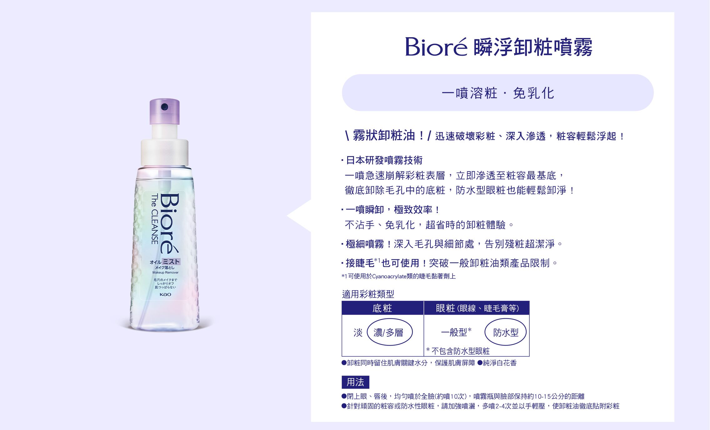 Bioré 瞬浮卸粧噴霧 一噴溶粧・免乳化